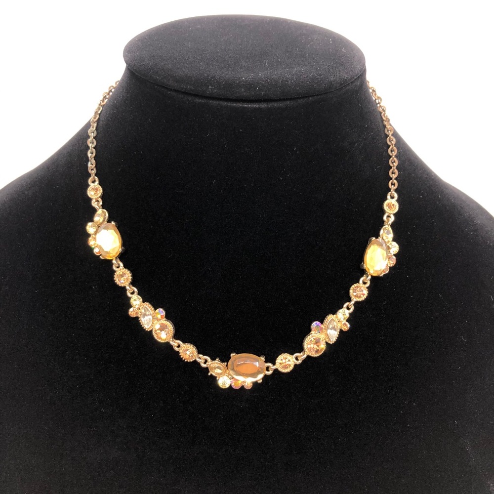 RIV Gold Tone Chain w/ Simulated Citrin Jewels